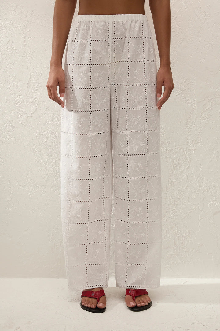 Mora Pant - Handkerchief Broderie White