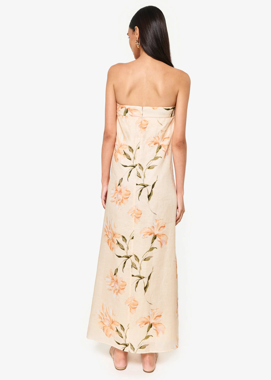 Andalus Strapless Linen Dress - Daylily