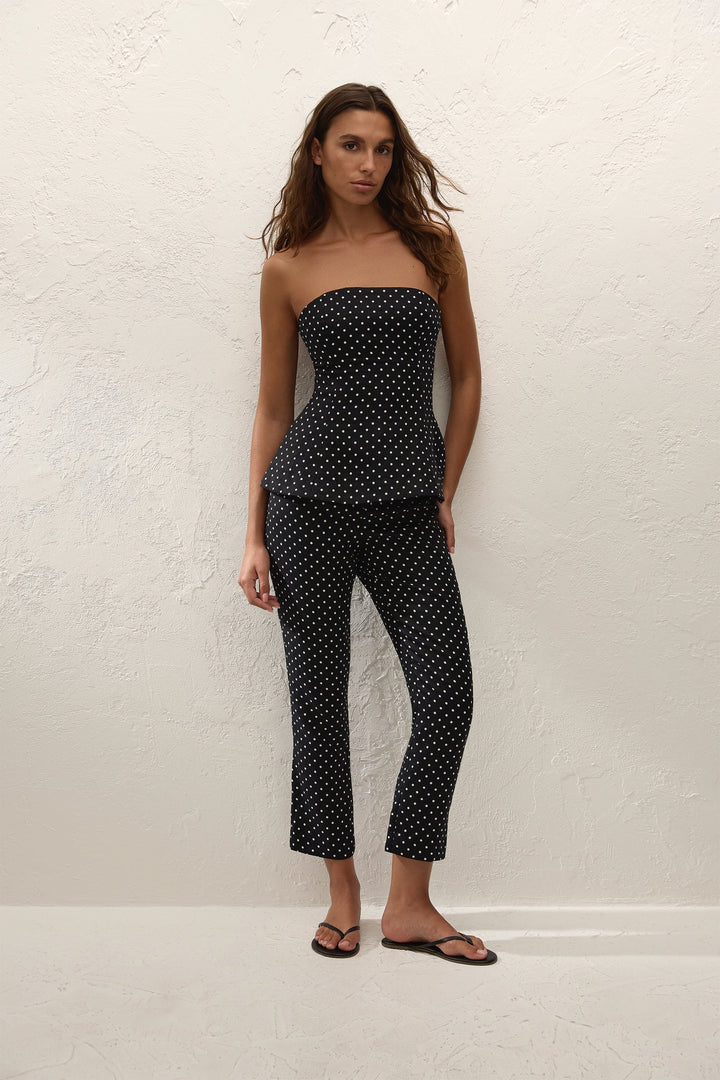 Petro Top - Lola Polka Dot Black Cream