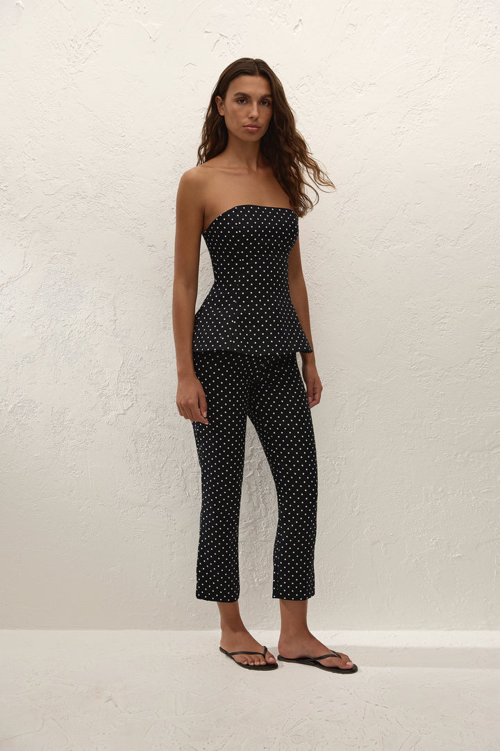 Iria Capri Pant - Lola Polka Dot Black Cream