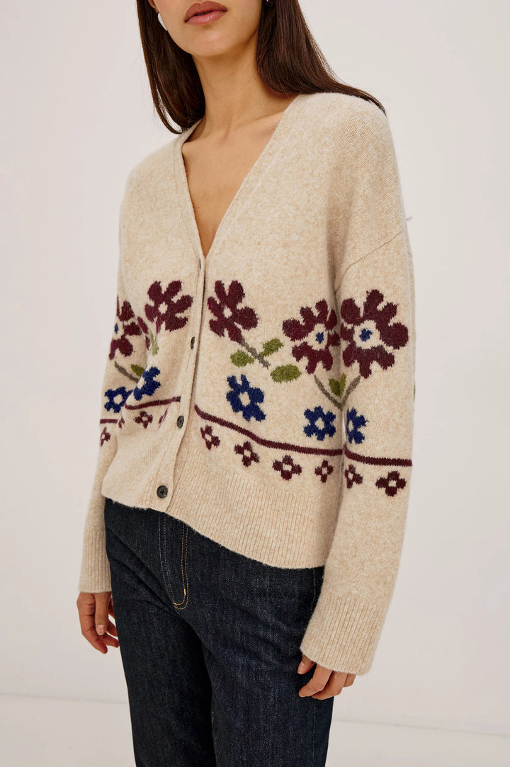 Saffron Cardigan - Oat Floral