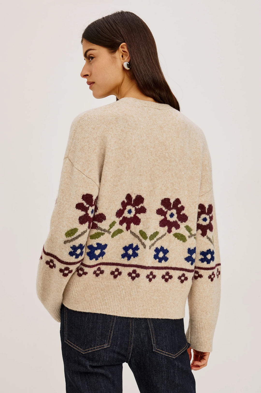Saffron Cardigan - Oat Floral