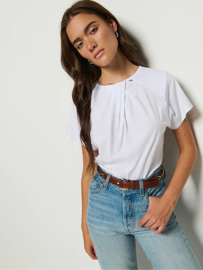 Salonie Pleated Tee - White