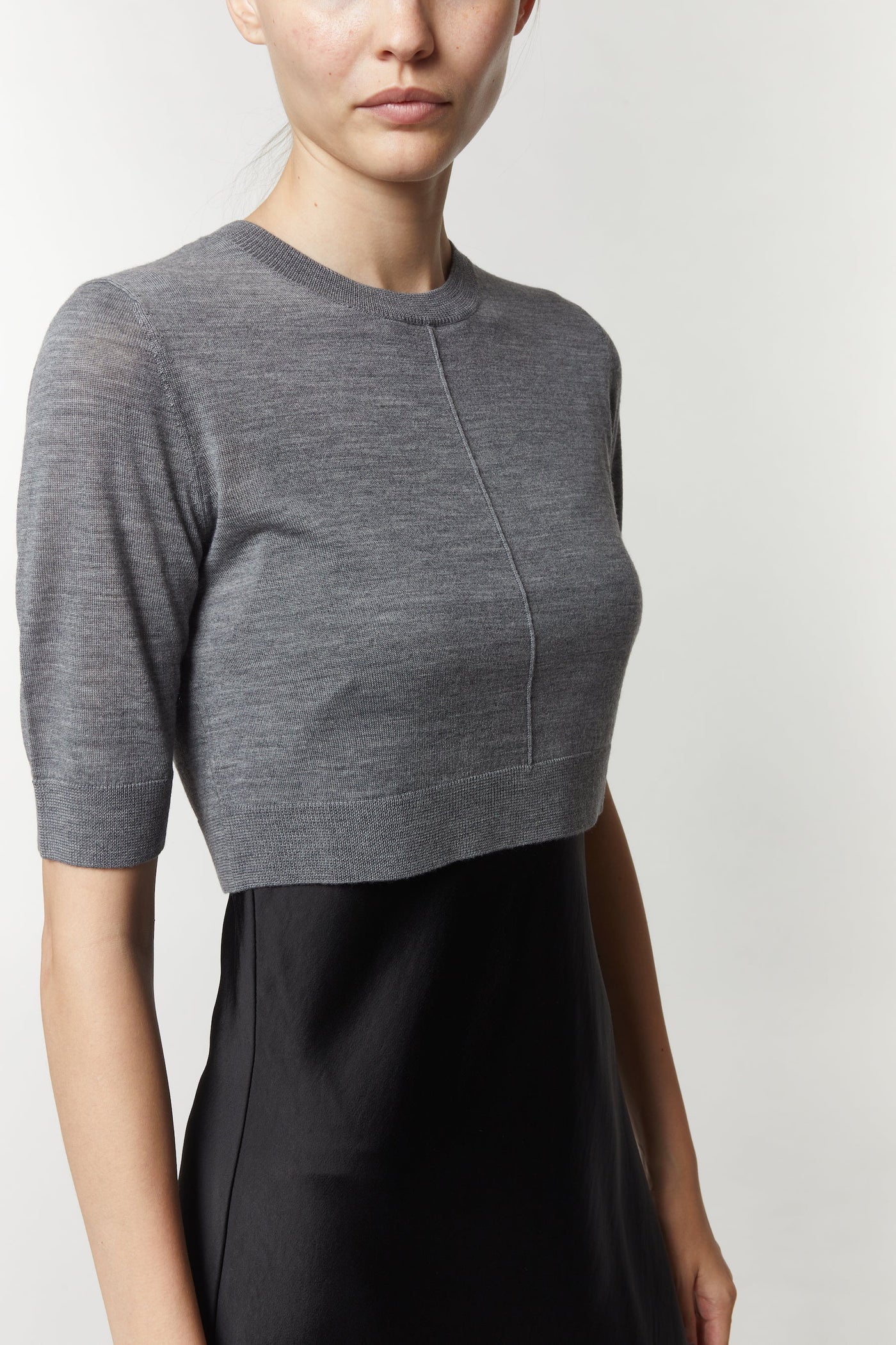 Norah Cropped Knit - Pale Heather Grey
