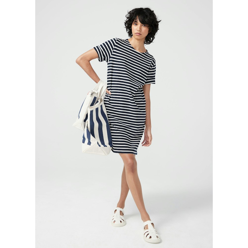 The All Over Striped Tote - Canvas/Navy