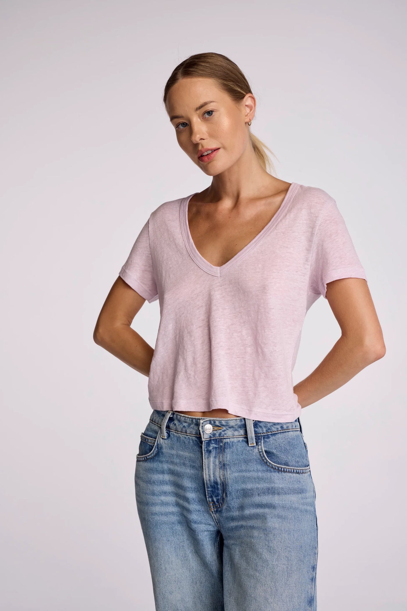 Linen Sister Tee - Lavender Fog