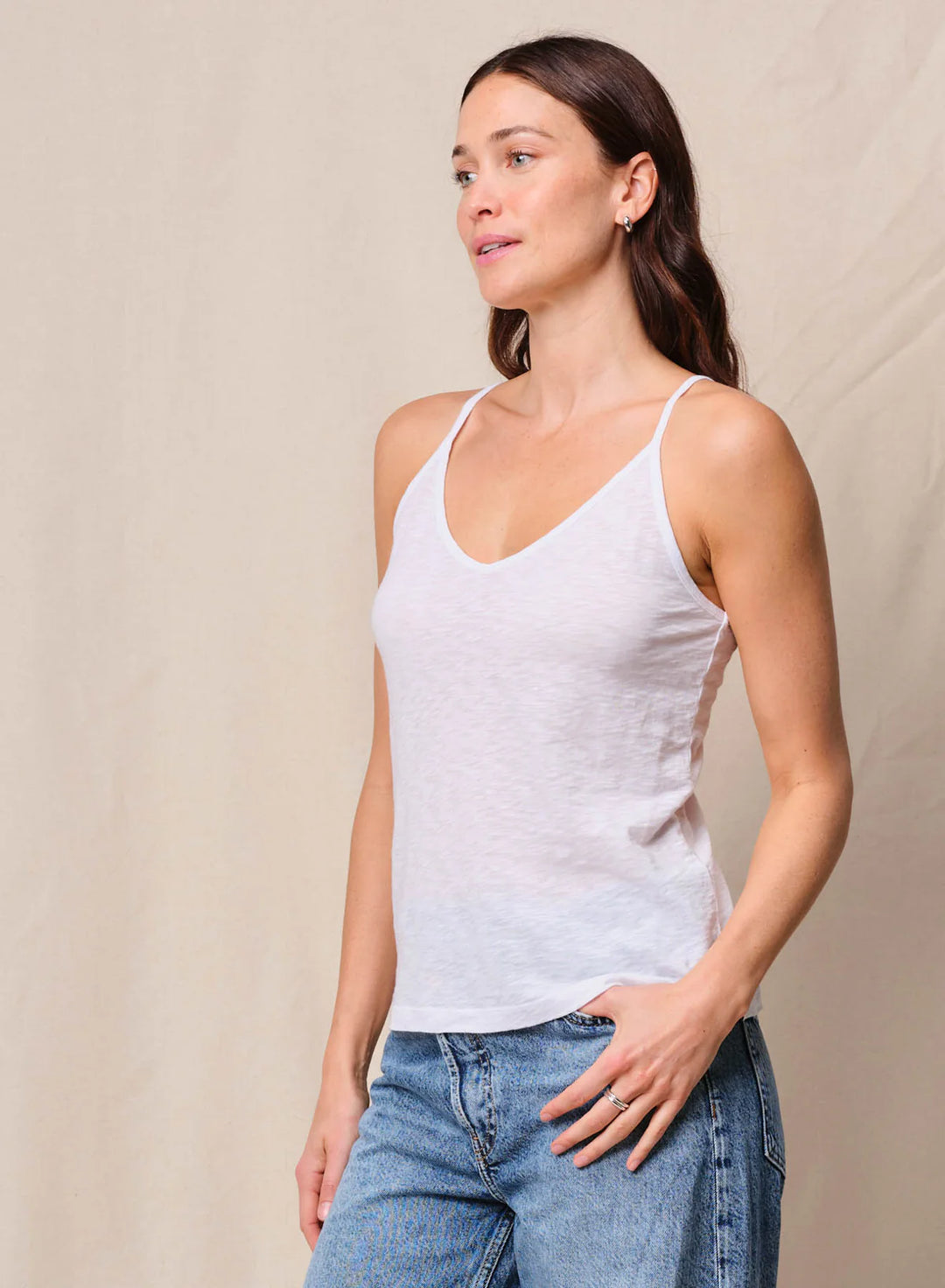 Supima Jersey V-Neck Cami - White