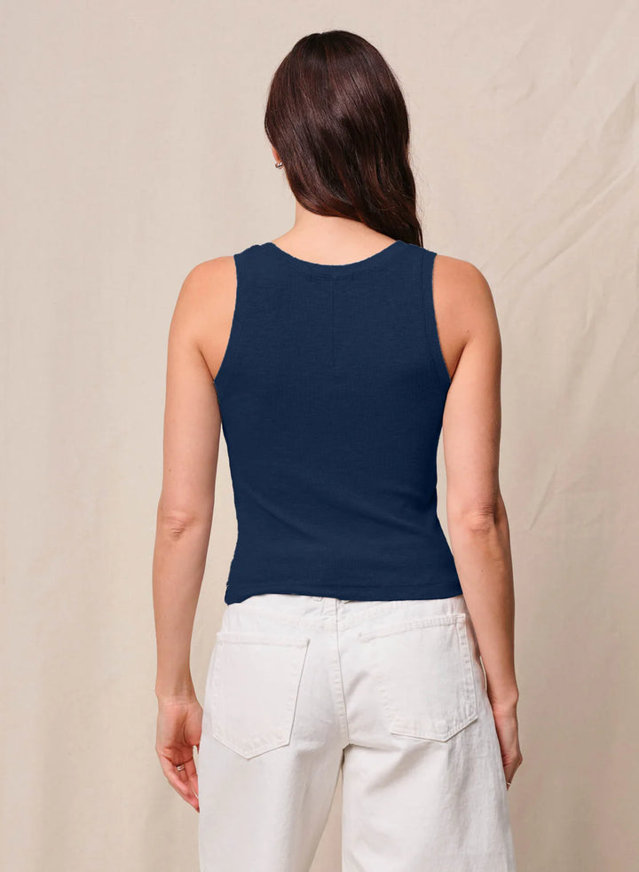 Fine 2X1 Rib Scoop Tank - New Navy