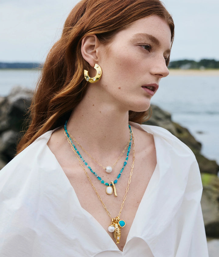 Saucer Hoops - Dotted Pearl