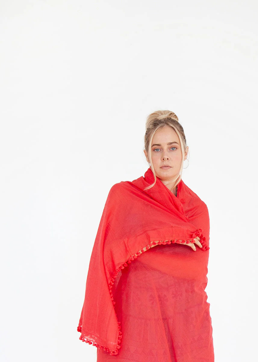 Dupatta Plain Shawl - Poppy