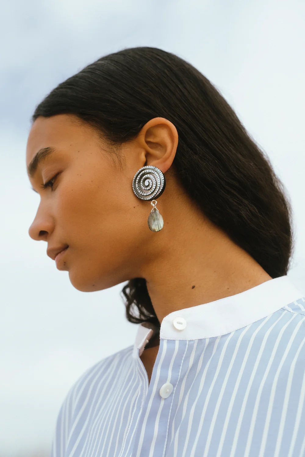 Nautilus Clip-On Earrings - Black MOP