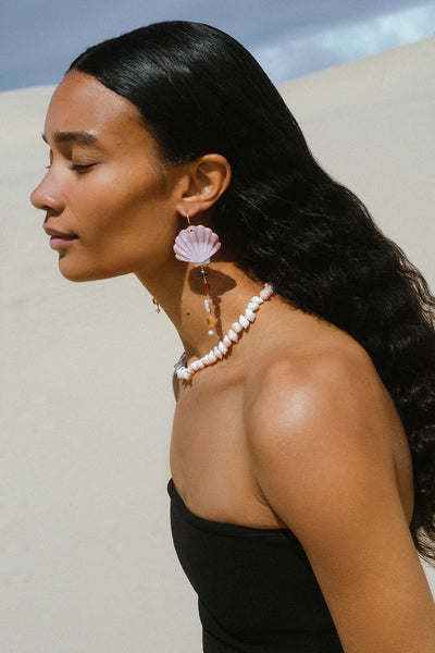 Scallop Drop Earrings - Natural Mix