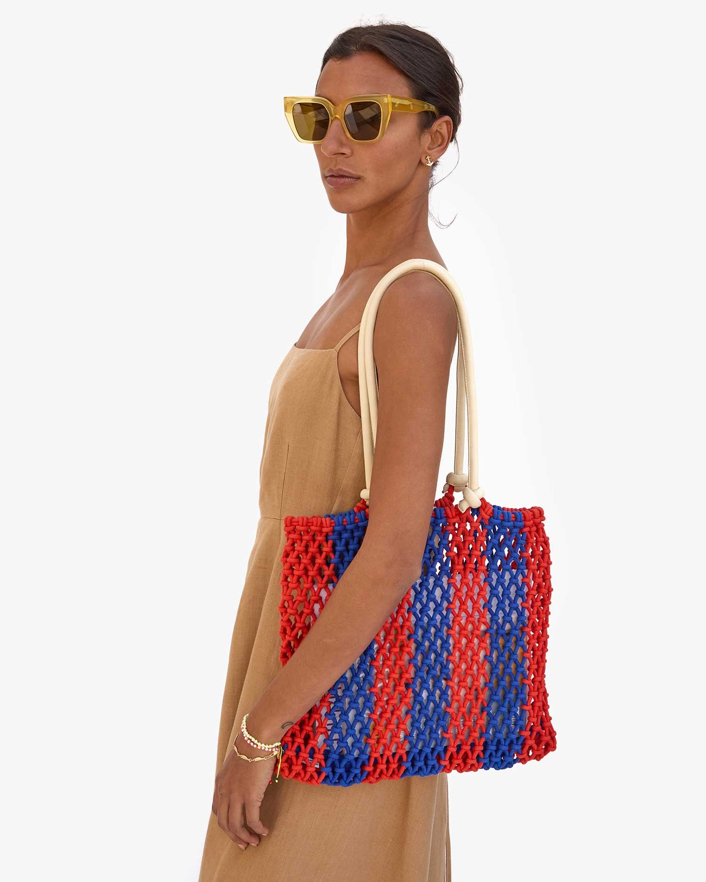 Sandy Beach Tote - Cobalt/Poppy Stripe