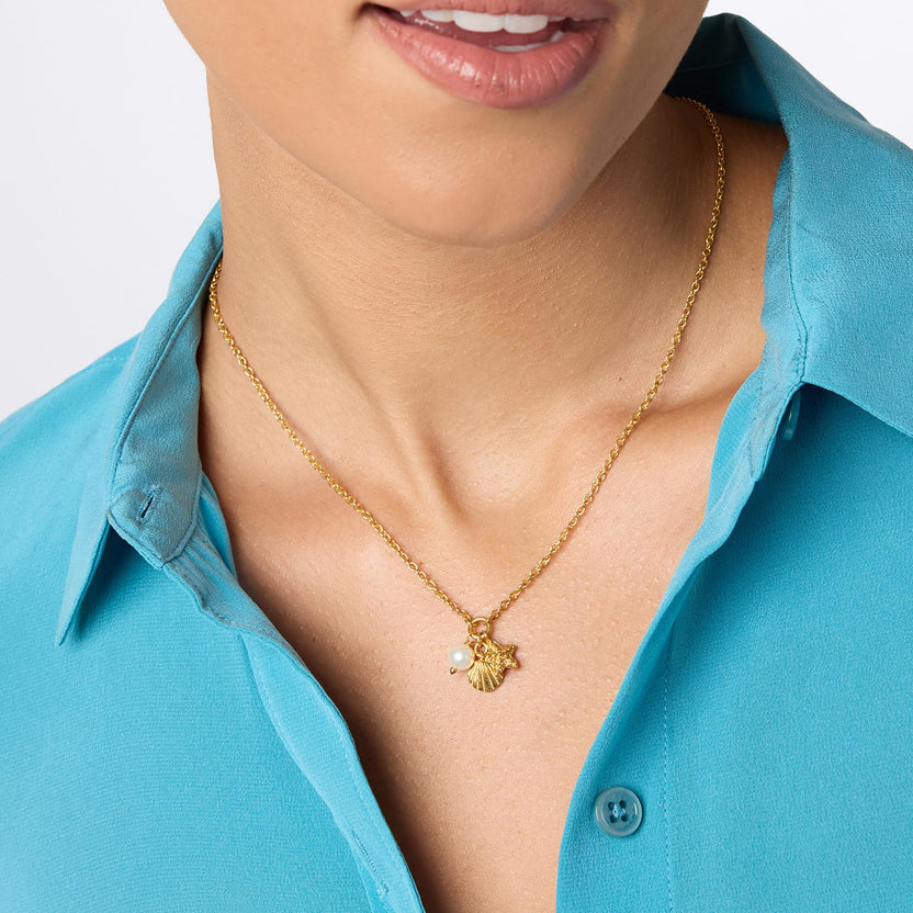 Sanibel Trio Charm Pendant- Gold Pearl