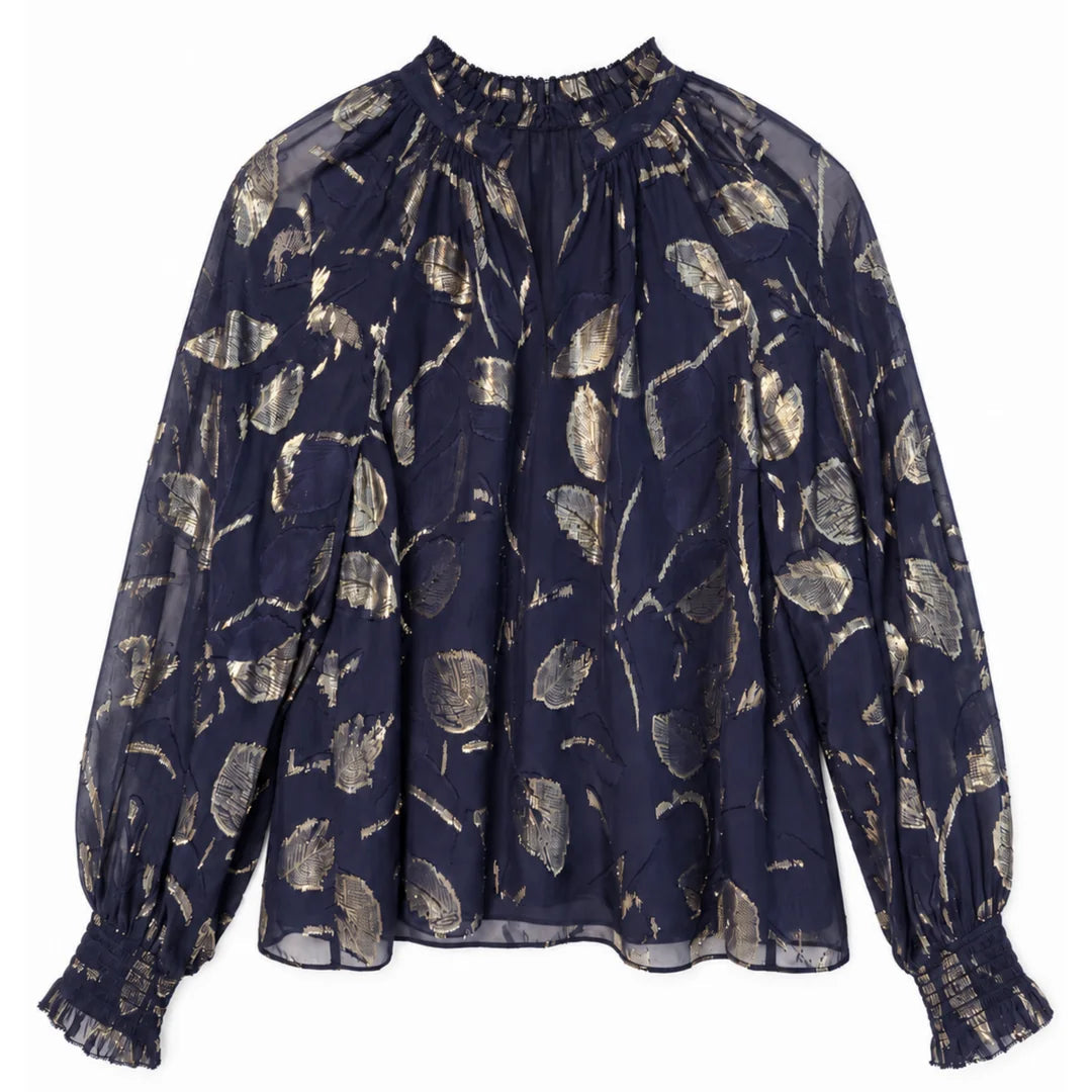 Sawyer Blouse-Foothill Leaf Metallic