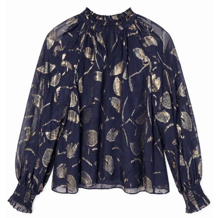 Sawyer Blouse-Foothill Leaf Metallic