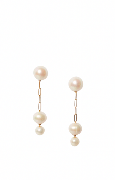 Phoebe Tiered Drop Earrings - White Pearl
