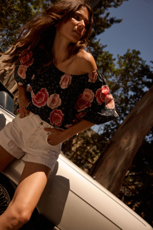 Ella Top - Poppy Indigo