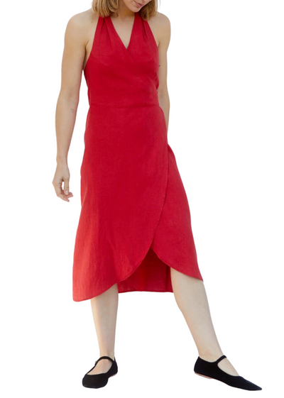 Layla Dress - Red Linen