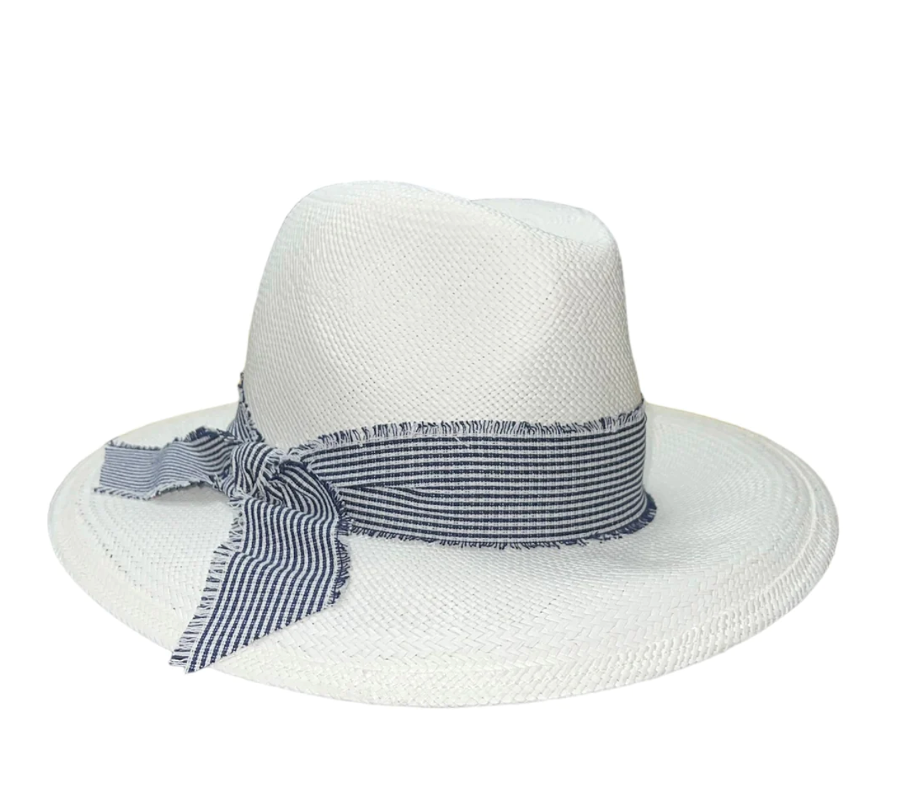 Aubrey Panama Hat - Bleach/Navy Stripe
