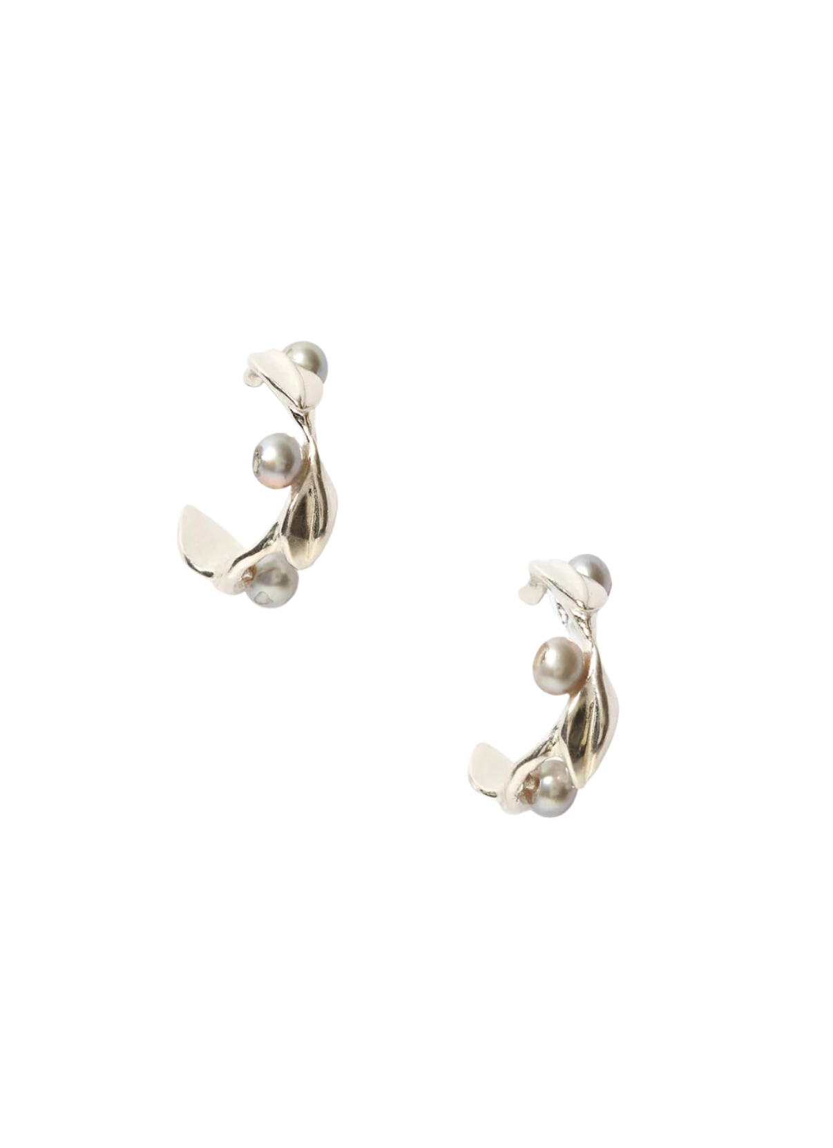Olive Branch Hoop Earrings Mini Silver