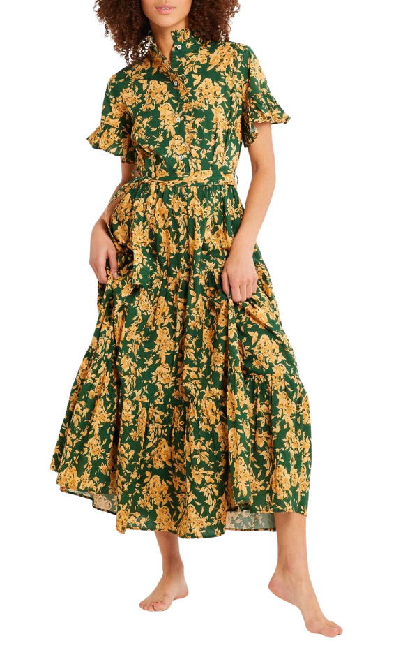 Victoria Dress - Emerald Bouquet