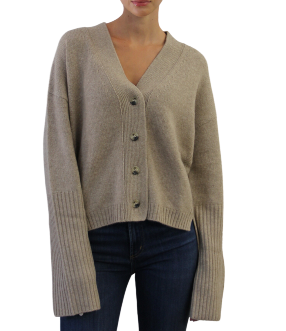 Claire Cashmere Cardigan- Eco Gravel