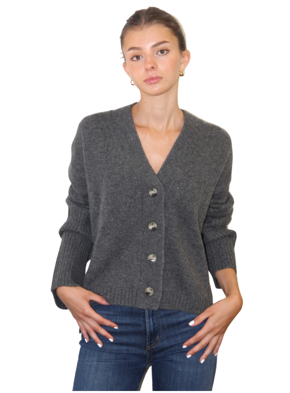 Claire Cashmere Cardigan- Flannel