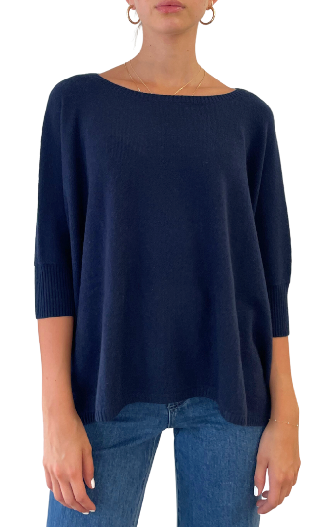Nadine Cashmere Boxy Pullover Navy