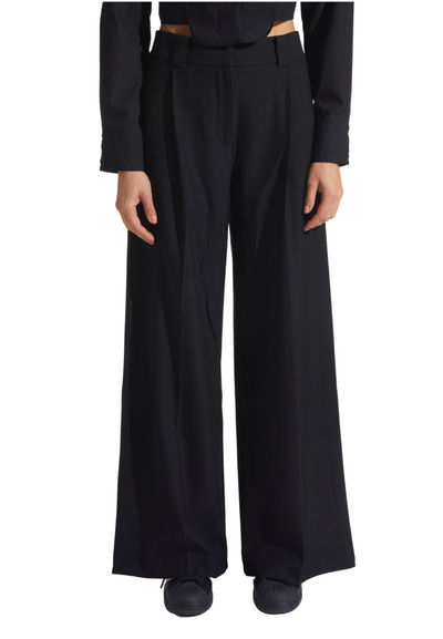 Tiffany Mid-Waisted Wideleg Trouser - Black