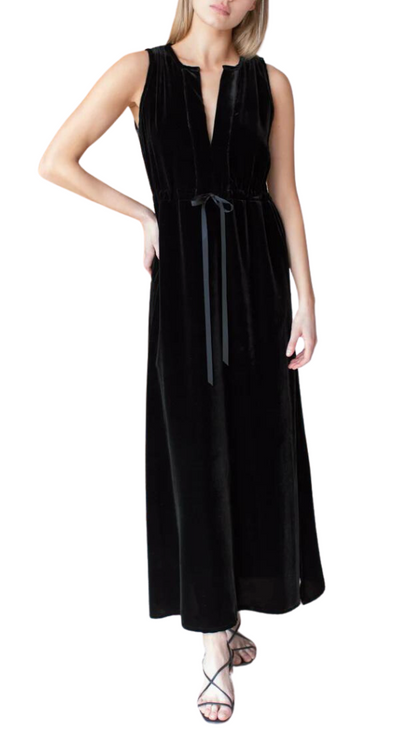 Grecian Keyhole Dress - Black Velvet