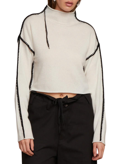Annie Cashmere Cropped Sweater - Cream