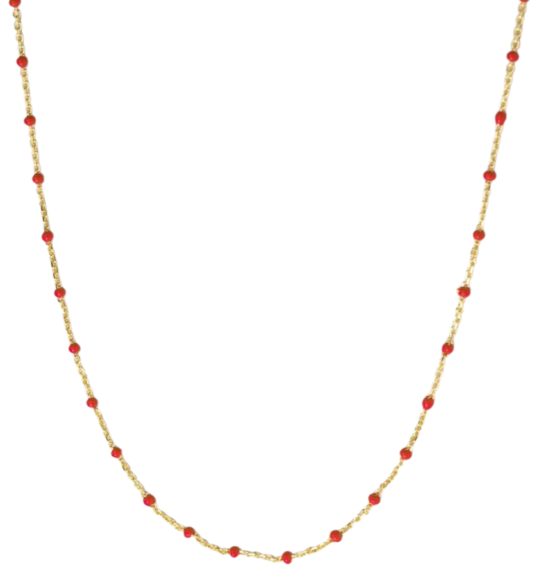 Rosary Enamel Necklace - Red