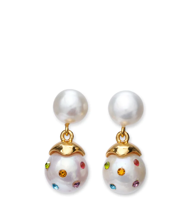 Confetti Drop Earrings - White