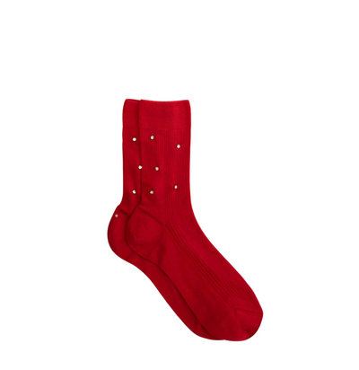 Silk Strass Rhinestone Sock- Red