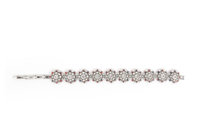 Vintage Button Bracelet - Clear Multi/Rhodium