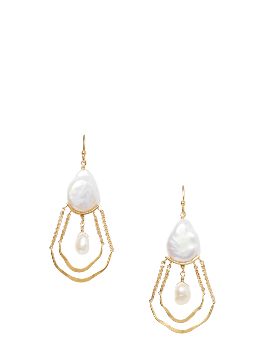 Nia Chandelier Earrings - White Pearl