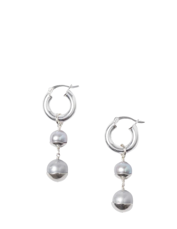 Silver Dipped Tiered Hoop Earrings