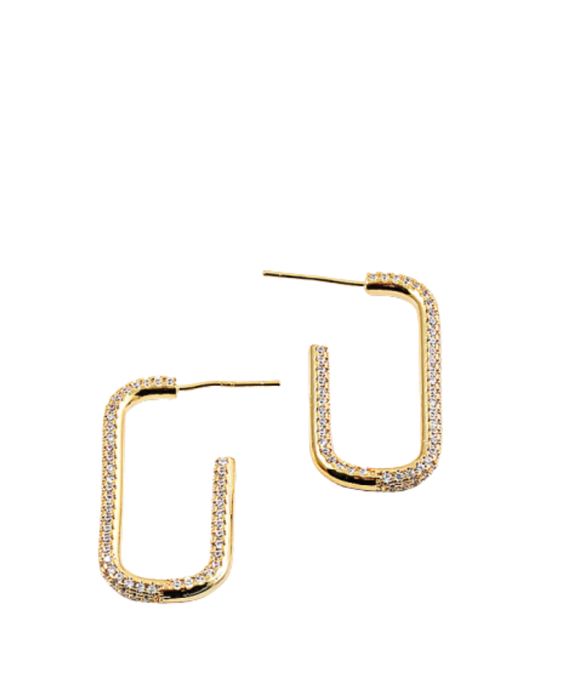 CZ & Gold Link Drop Earrings