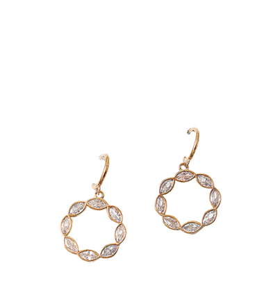 Round CZ Drop Earring - Gold Clear