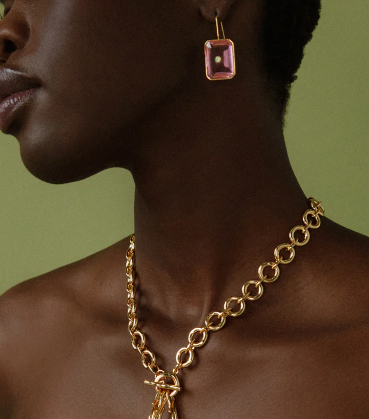 Tile Earrings - Pale Pink