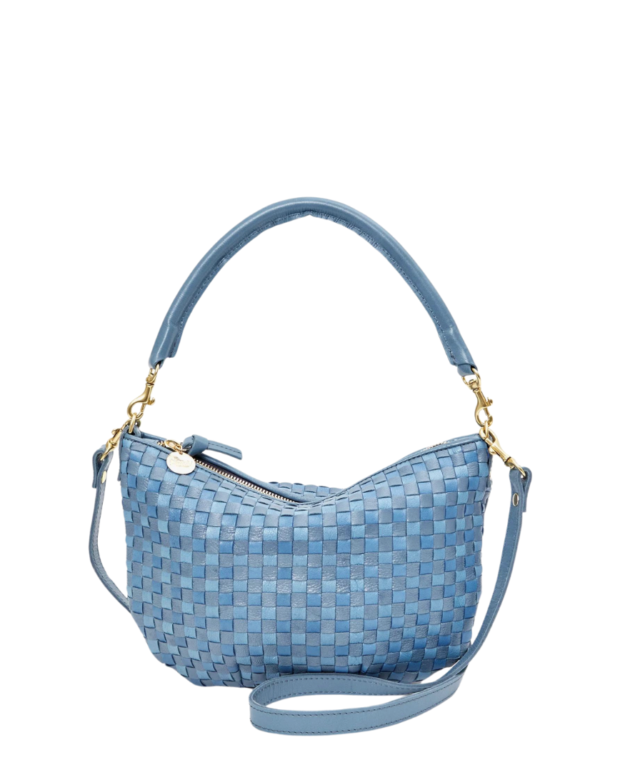 Petit Moyen Messenger - Light Blue/ Denim Woven Checker