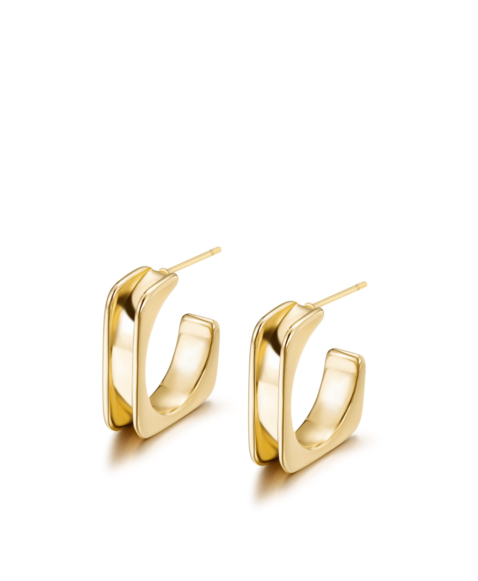 Square Shape Hoops - Gold