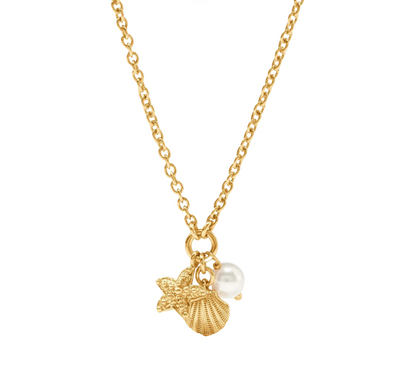 Sanibel Trio Charm Pendant- Gold Pearl