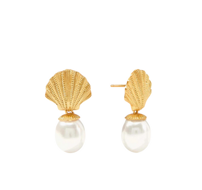 Sanibel Shell Pearl Drop Earring