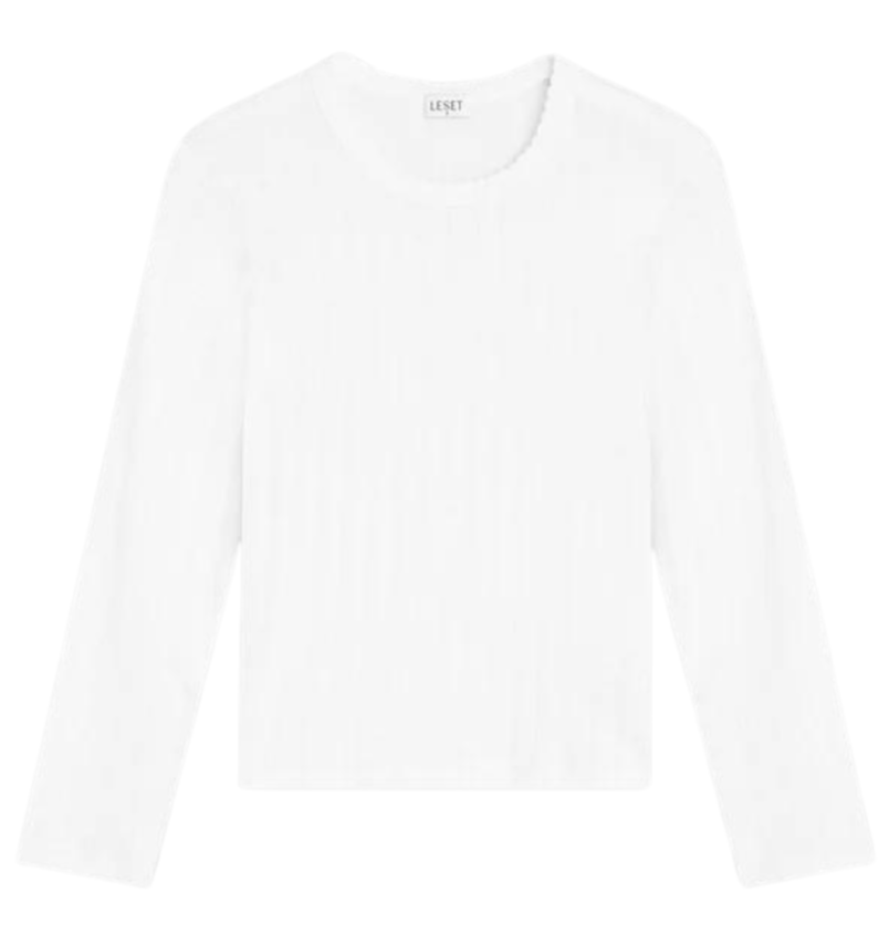 Pointelle Slim Fit Long Sleeve - White