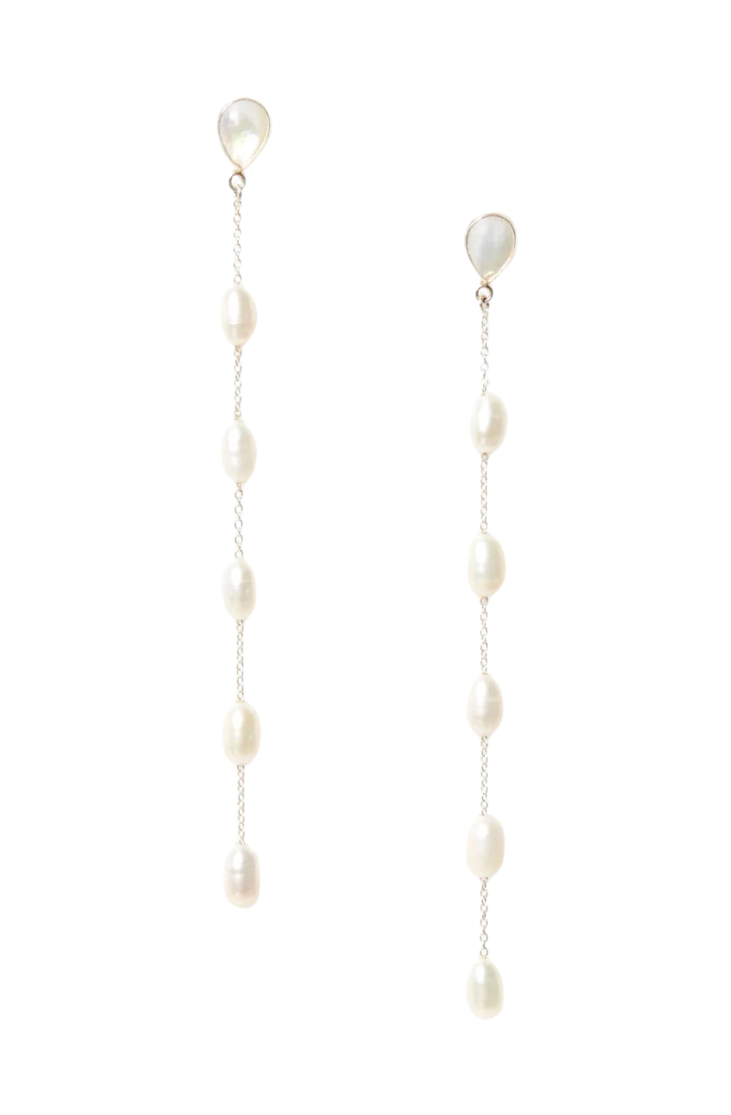Gwen Tiered Pearl Earrings - White Pearl