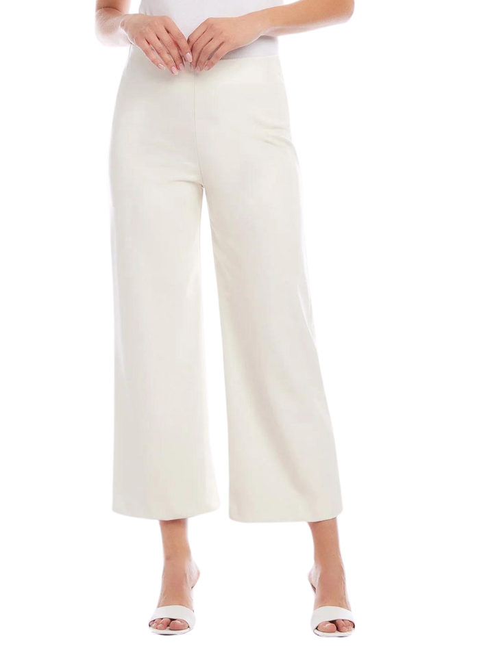 Faux Leather Cropped Pants - Off White