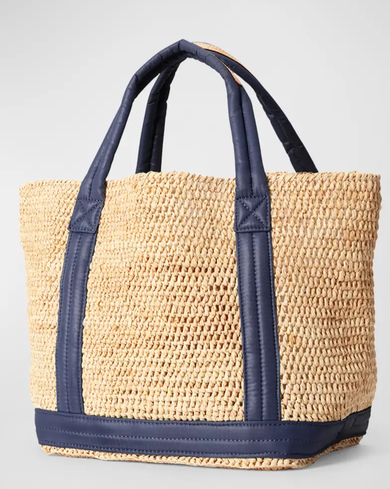 Small Raffia Tote - Navy