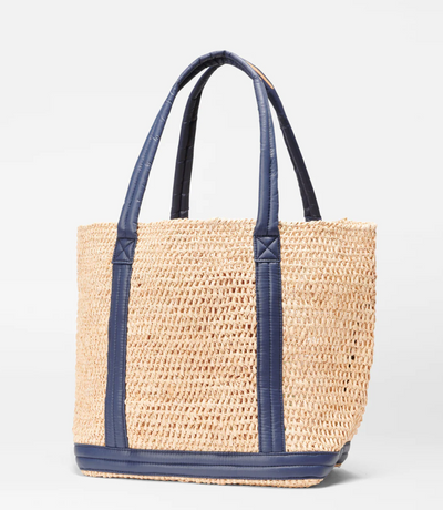 Medium Raffia Tote - Navy